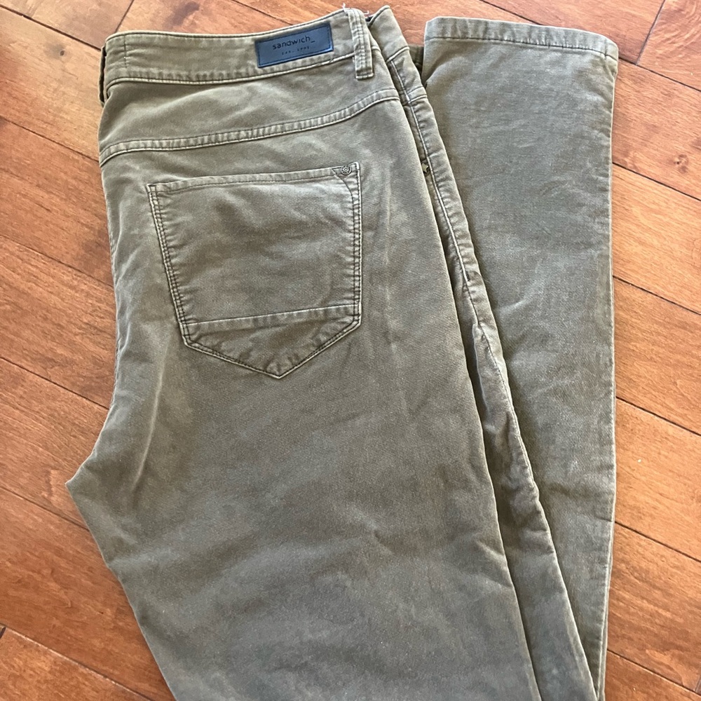 Sandwich_ Olive Velvet Pants